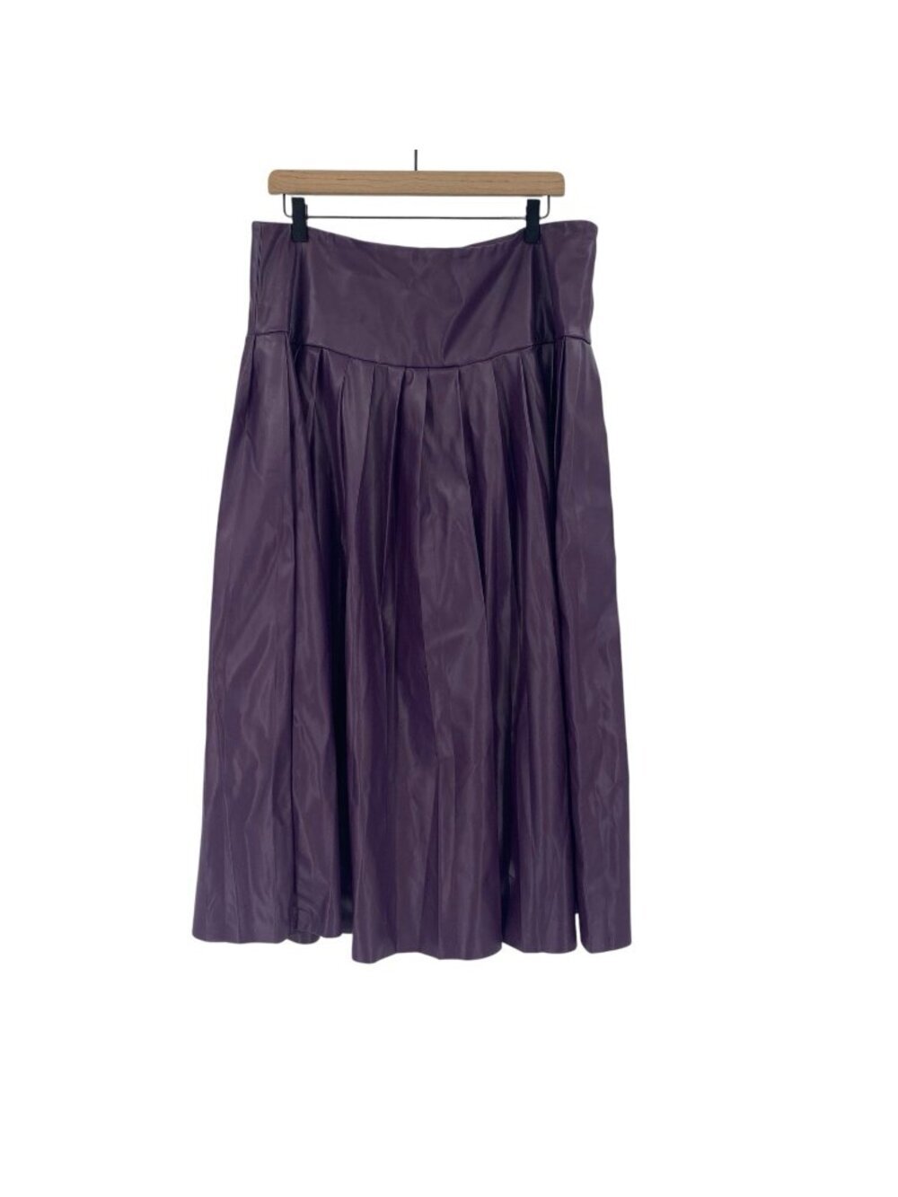 Badgley Mischka Women’s Size XL Purple Faux Vegan Leather Pleated Midi Skirt